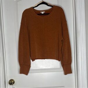 Love Riche Cropped Women's Tan Crew Neck Sweater
